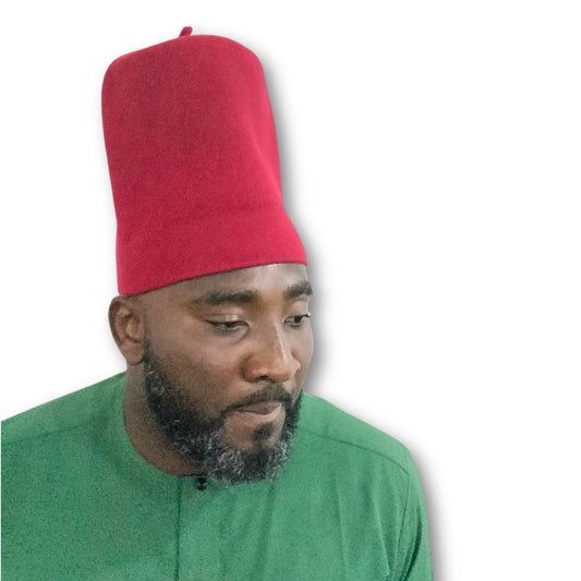 Original Igbo Cap For Men, Igbo Traditional Red Cap, Chieftaincy - Wool Felt Red