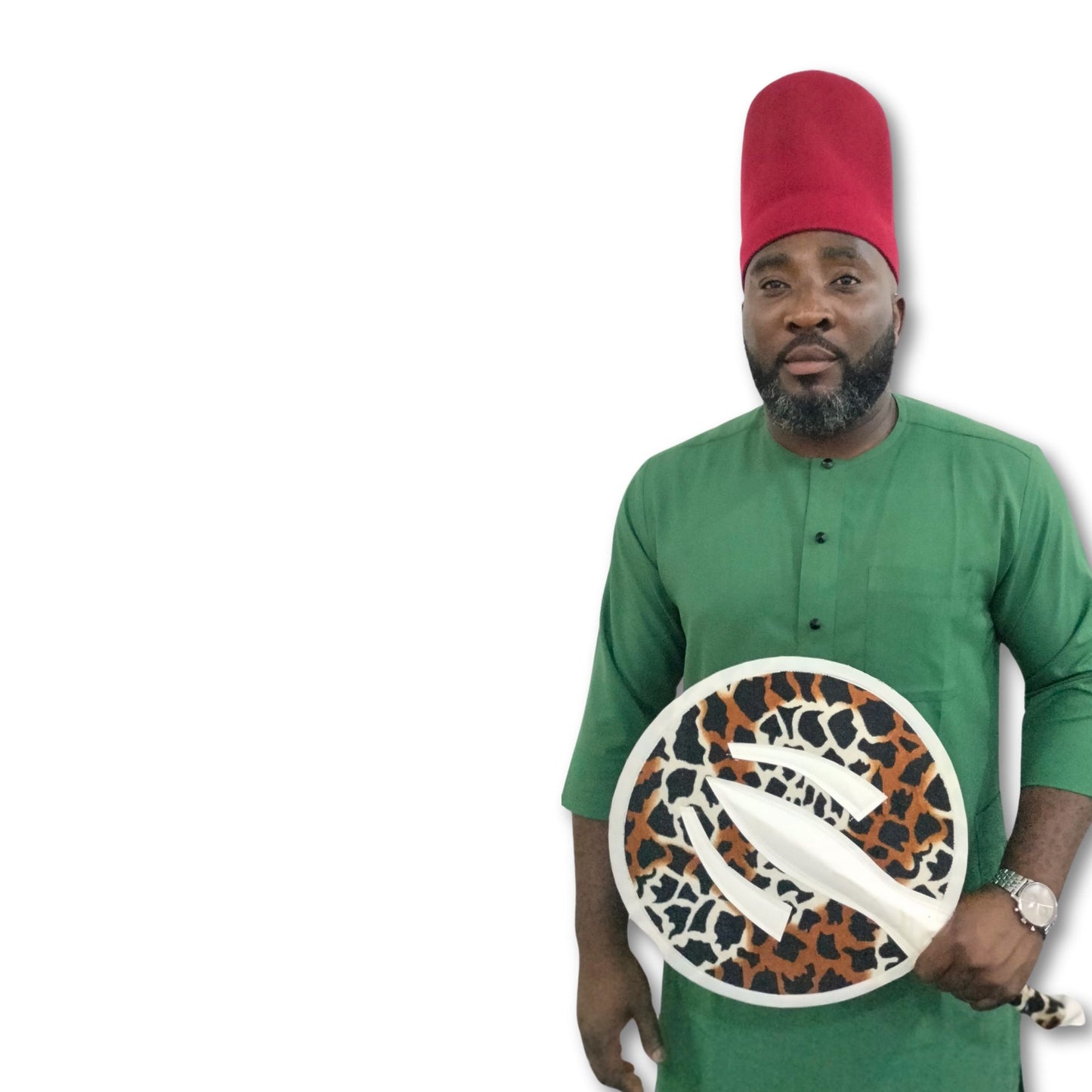 Traditional Igbo Hand Fan, Handmade Animal Skin Designed (AGU) Grooms Wedding Nze/Ozo, Chieftaincy Traditional Hand fan