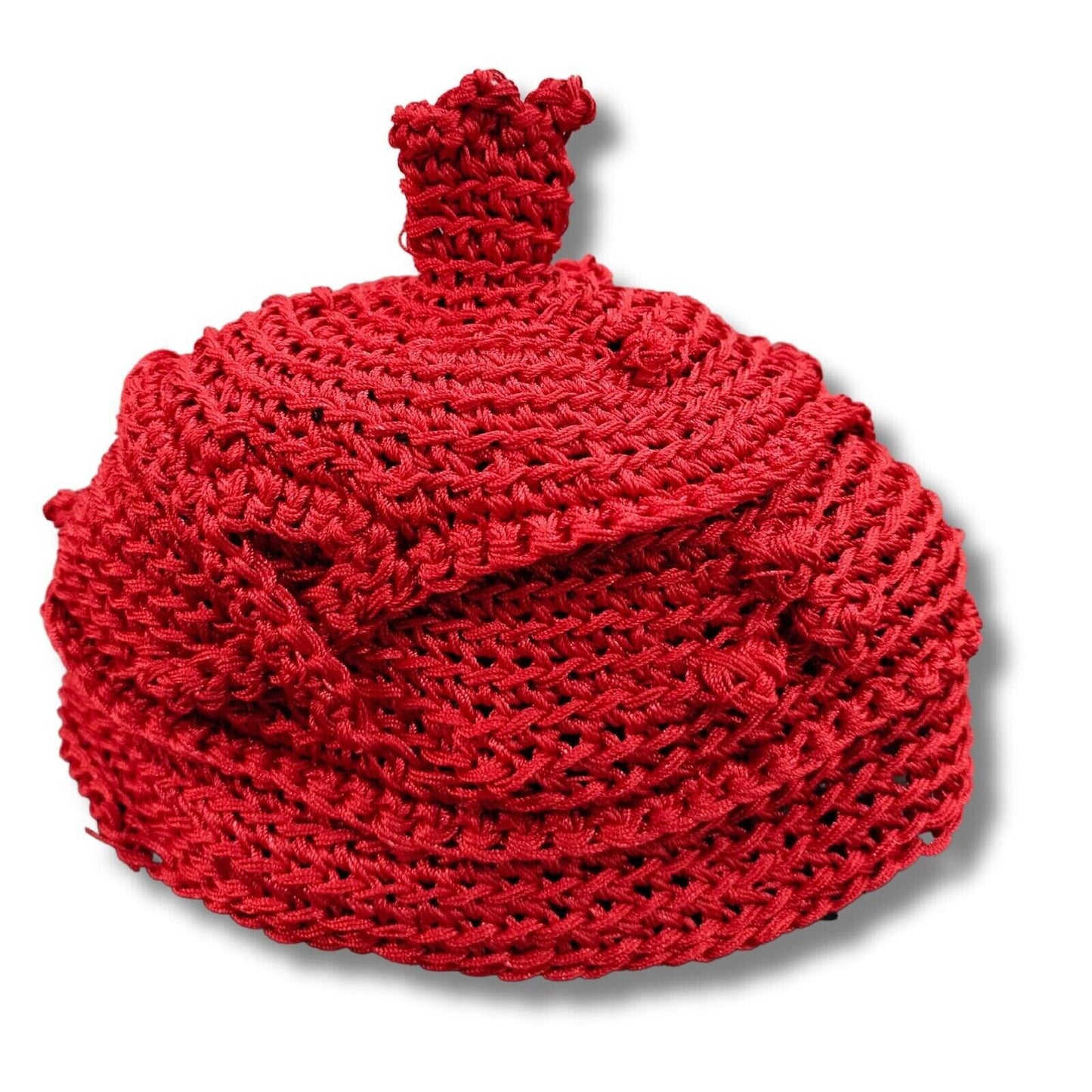 Red Crotchet Wool Hat, Traditional Benin Royal Kings Cap for Cultural Attire
