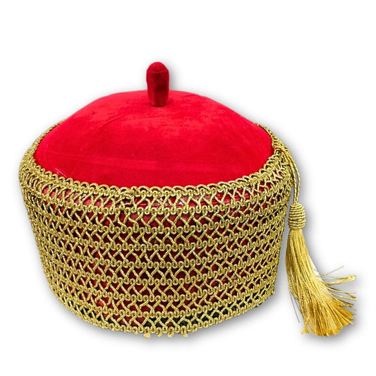 Chieftaincy Ichie Ozo Traditional Cap, African Decorated Red Wedding Cap