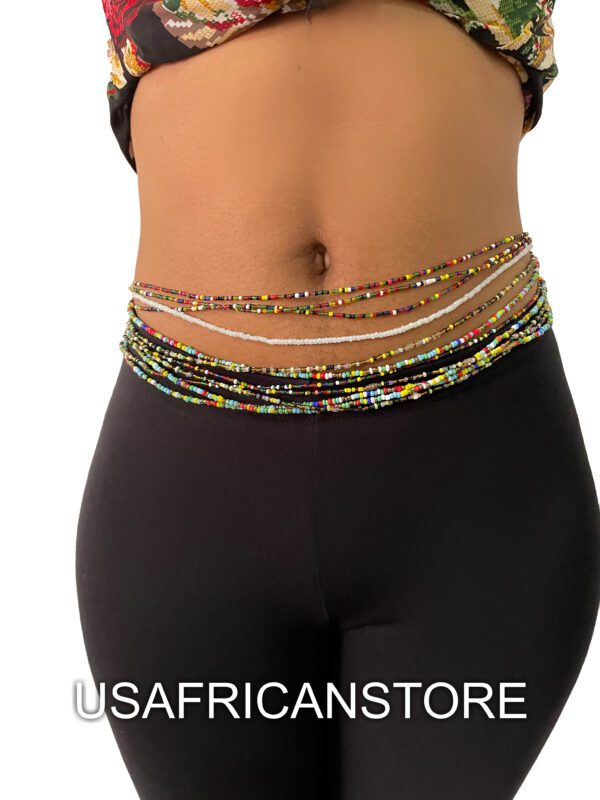 African Waist Beads, Handmade Weight Loss Tracker, Belly Chain w Clasp Women Jewel