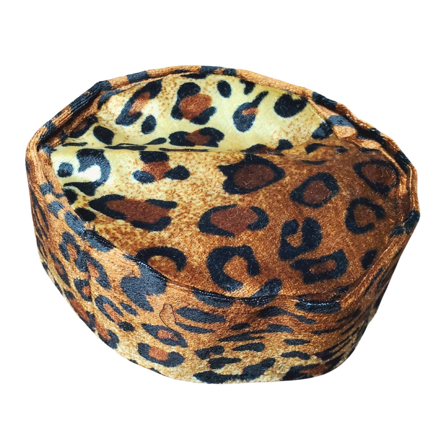 Leopard Print Velvet Cap, African Traditional Men's Kufi Animal Print Hat