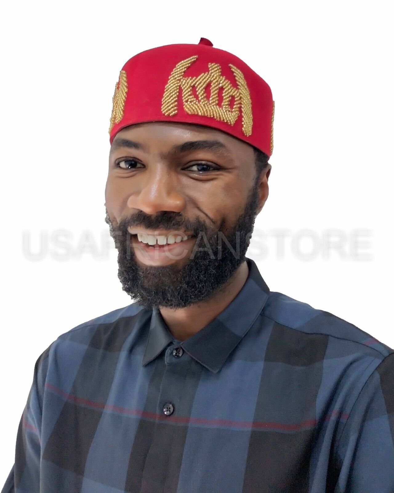 Red High Chief Igbo Cap For Men, Igbo Traditional Red Cap, High Chieftaincy