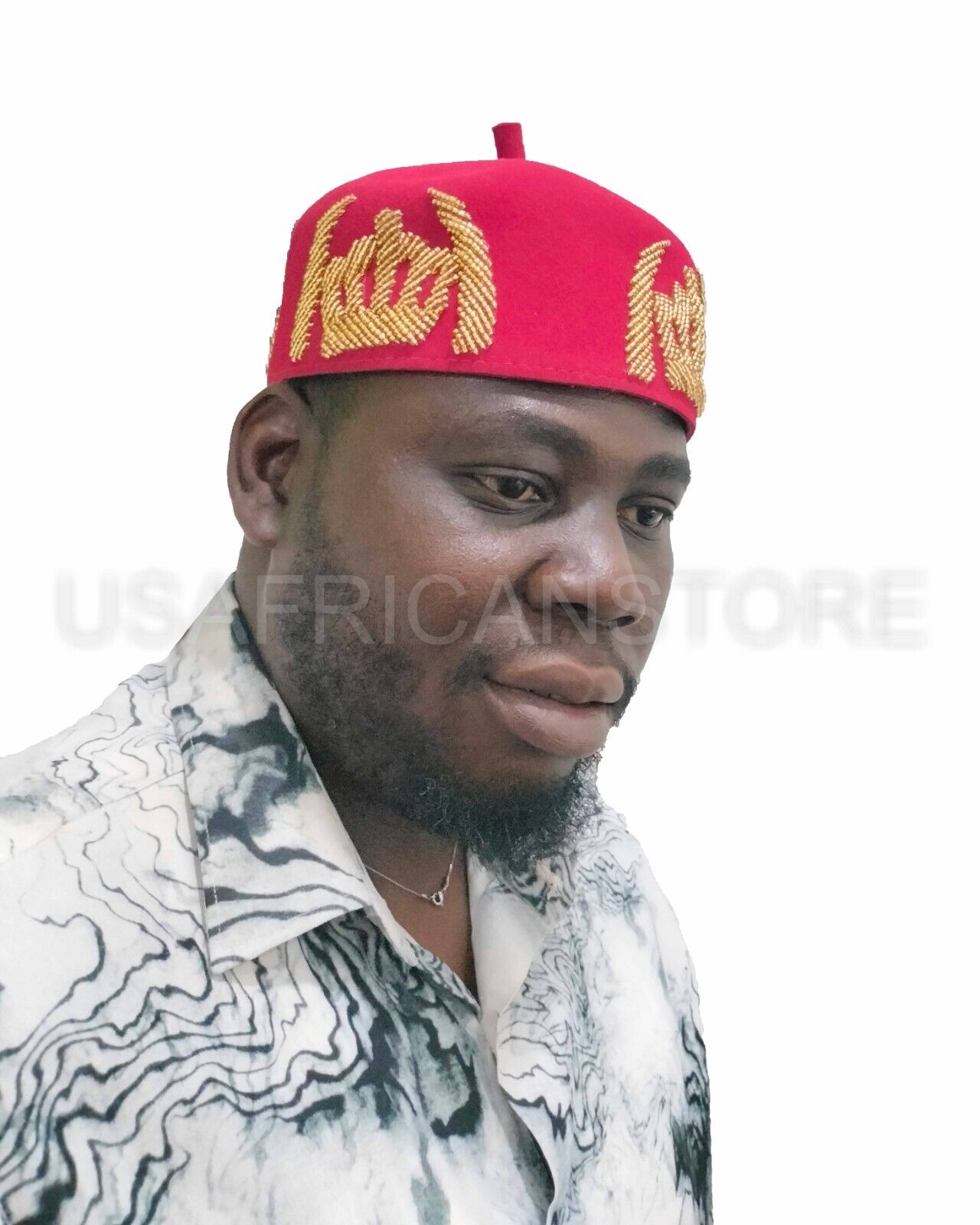 Red High Chief Igbo Cap For Men, Igbo Traditional Red Cap, High Chieftaincy